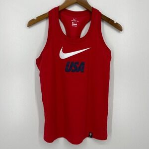 Nike Team USA Tank Top Women's Size S Red Swoosh Logo Olympics